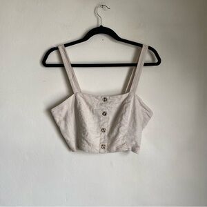 Cream linen crop top